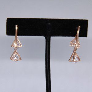 Rose Gold and Rhinestones Drop Earrings